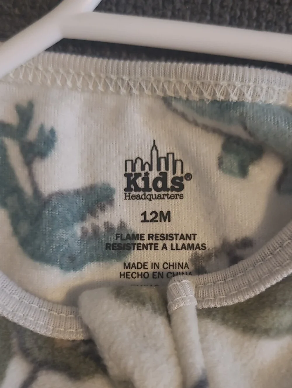 Kids Headquarters Dino Footed One-Piece Pajamas - Beige, Cream & Green
